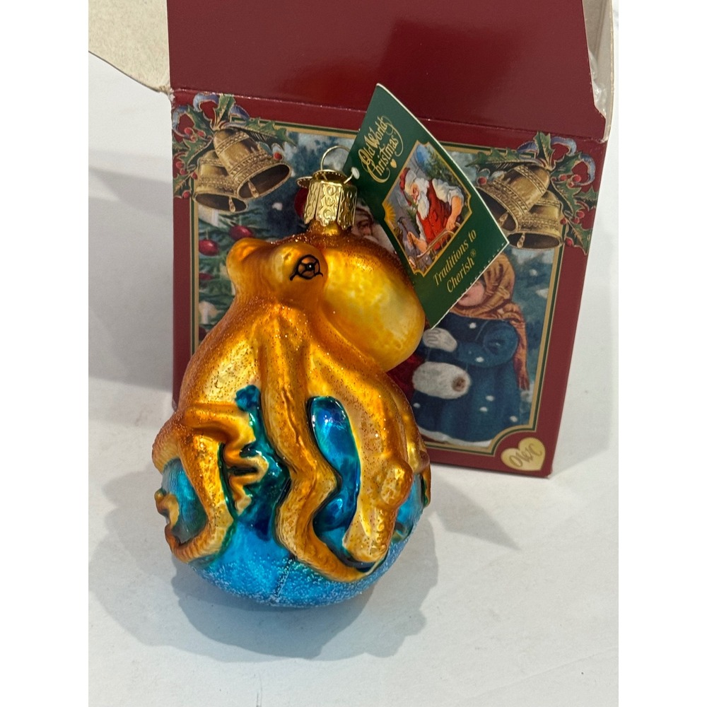 NEW Old World Christmas Octopus Beach Ornament Gold Glass Sea Life 12129 - Picture 3 of 6